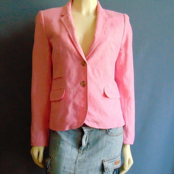 J.Crew Pink Linen Schoolboy Jacket 10 - Picture 3 of 9